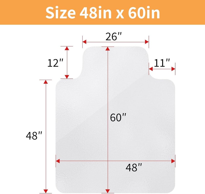 Yecaye Desk Chair Mat for Hardwood Floor, Office PVC Computer Chair Mat, Floor Protector for Rolling Chairs (Transparent, 48" x 60") - Image 2